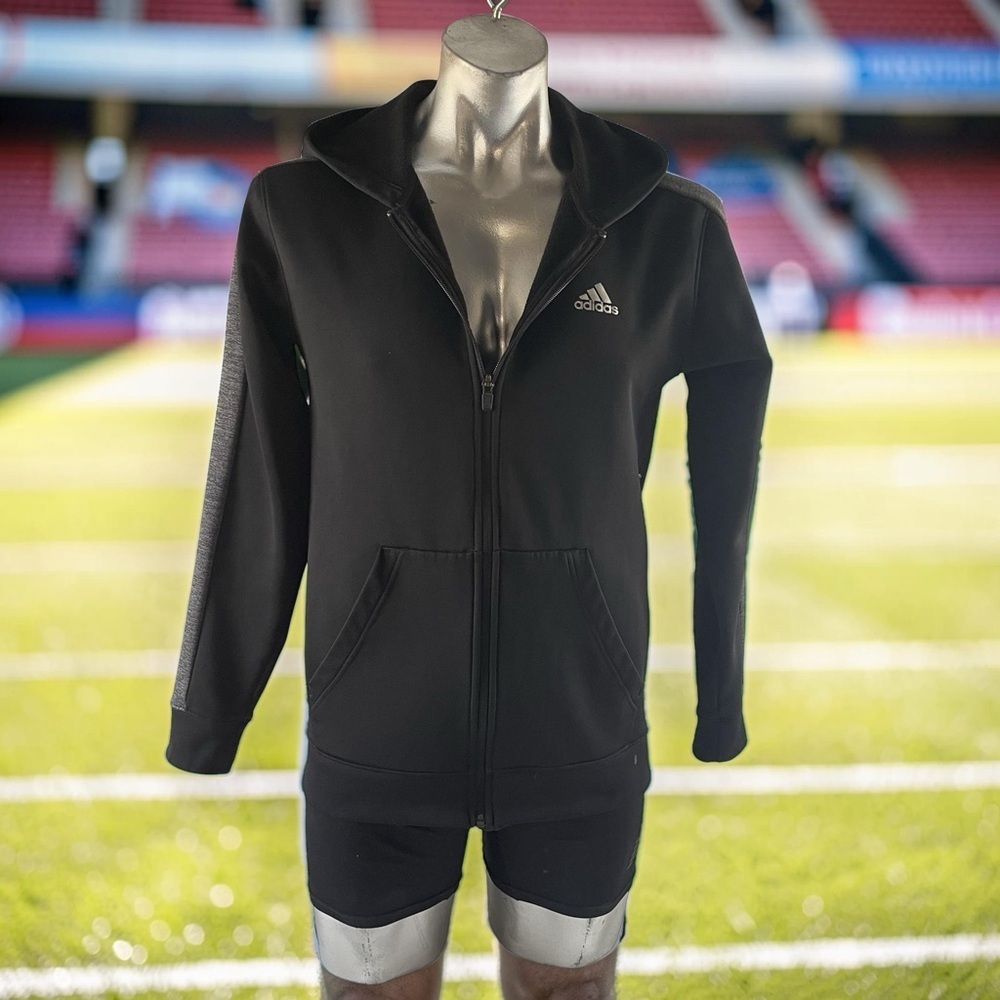 Adidas Men's Black Zip-Up Hoodie S-M